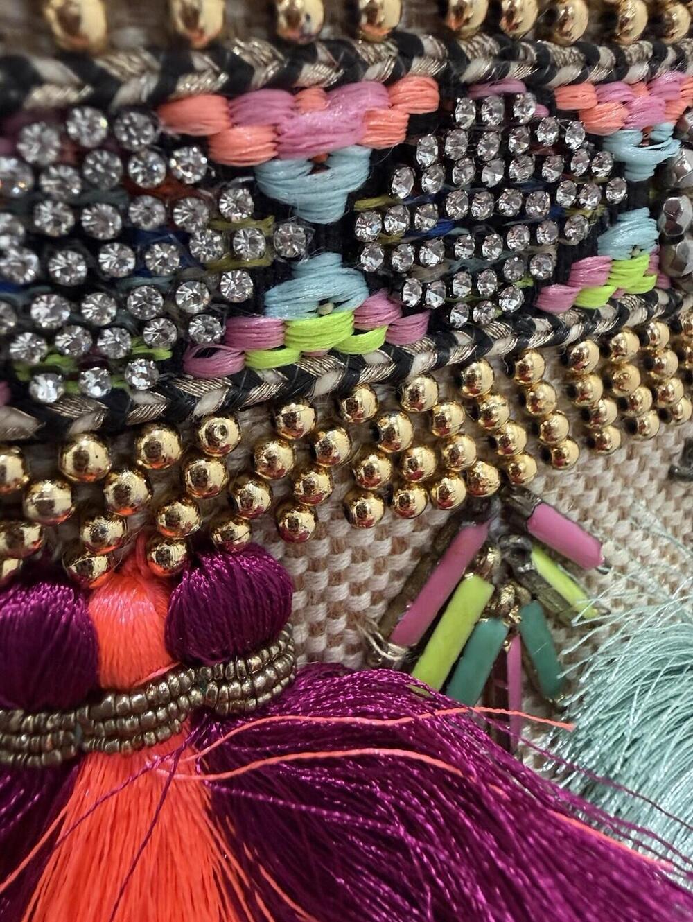 Steve Madden Beaded Tassel Crossbody Clutch Bag Multicolor Boho Festival NWT - Picture 14 of 14